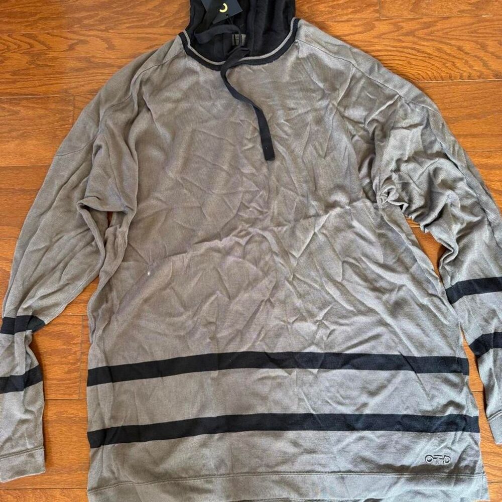 Men's Grey and Khaki Hoodie
